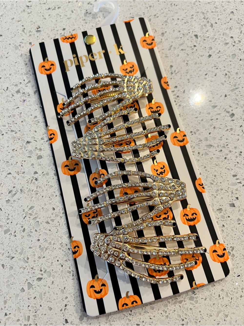 Piper Gold Crystal Skeleton Hand Hair Clips - Set of 4